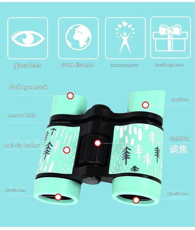 2 PCS Blue Kids Binoculars | Rubber Grip | Tree Pattern