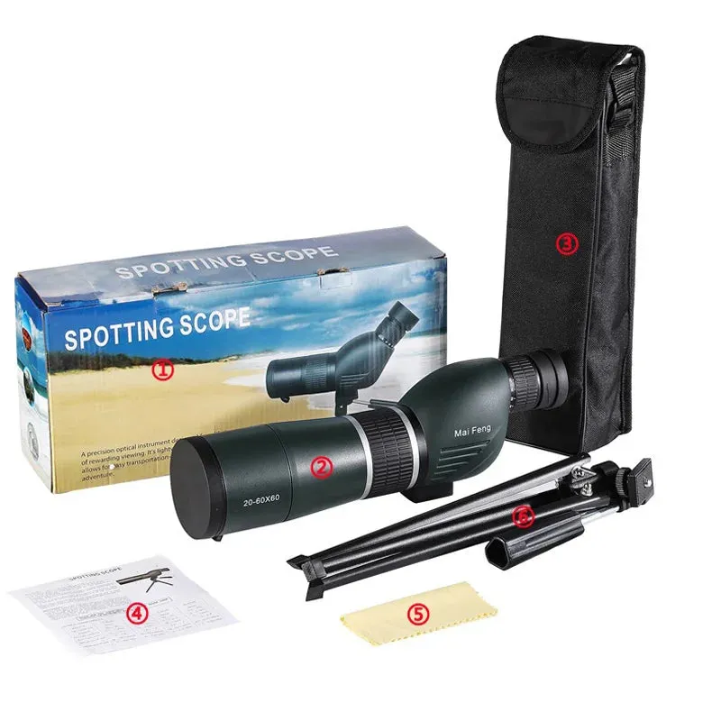 20-60x60 Zoom Monoculars Watching Telescope Binoculars Long Range with Clip