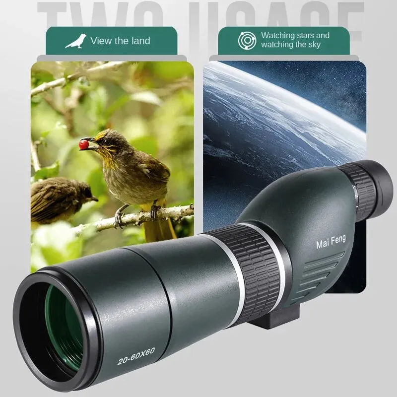 20-60x60 Zoom Monoculars Watching Telescope Binoculars Long Range with Clip