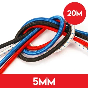 20m of 5mm Shockcord Elastic Bungee Rope - Black