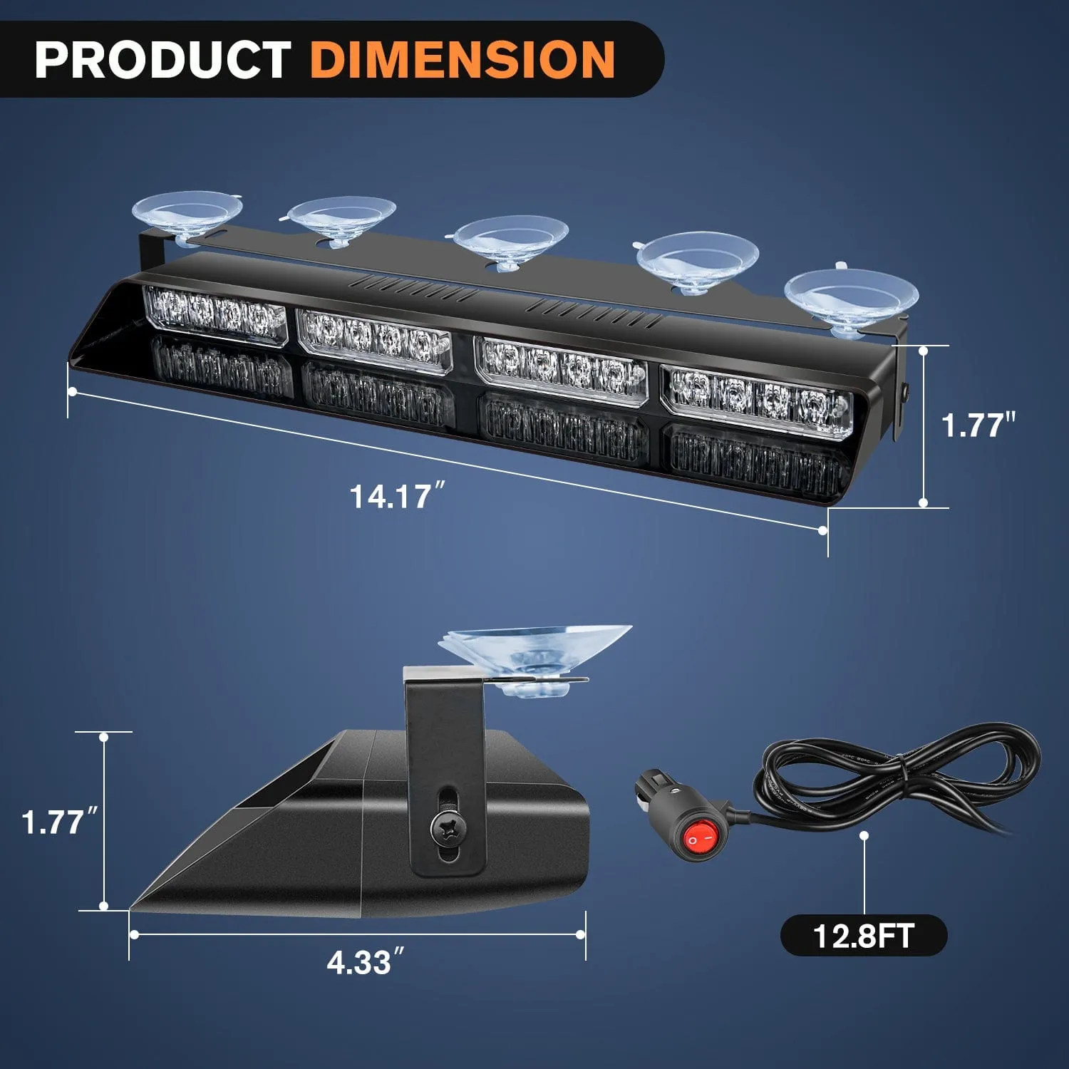 32LED Amber Green Emergency Dash Strobe Lights with Controller Suction Cups
