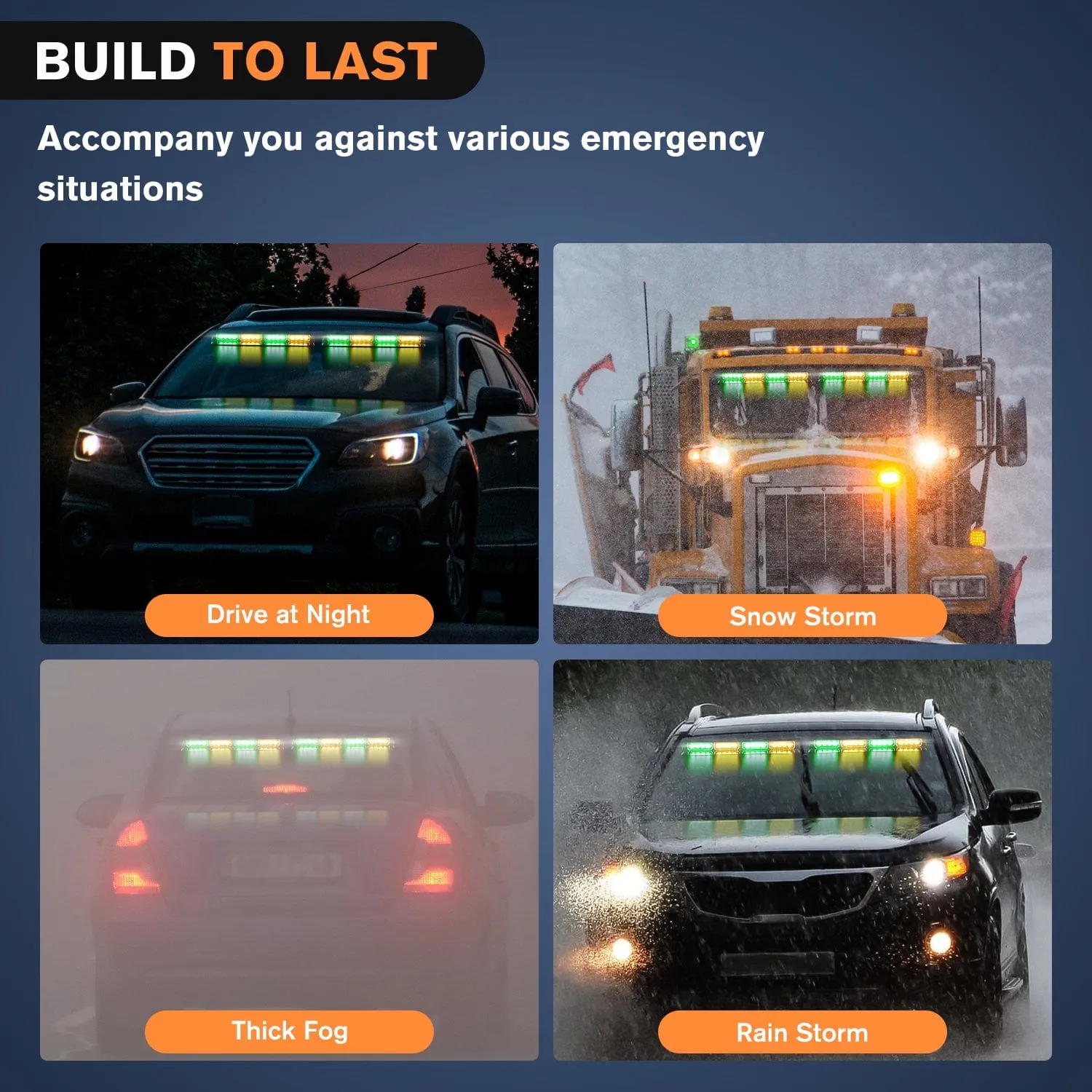 32LED Amber Green Emergency Dash Strobe Lights with Controller Suction Cups