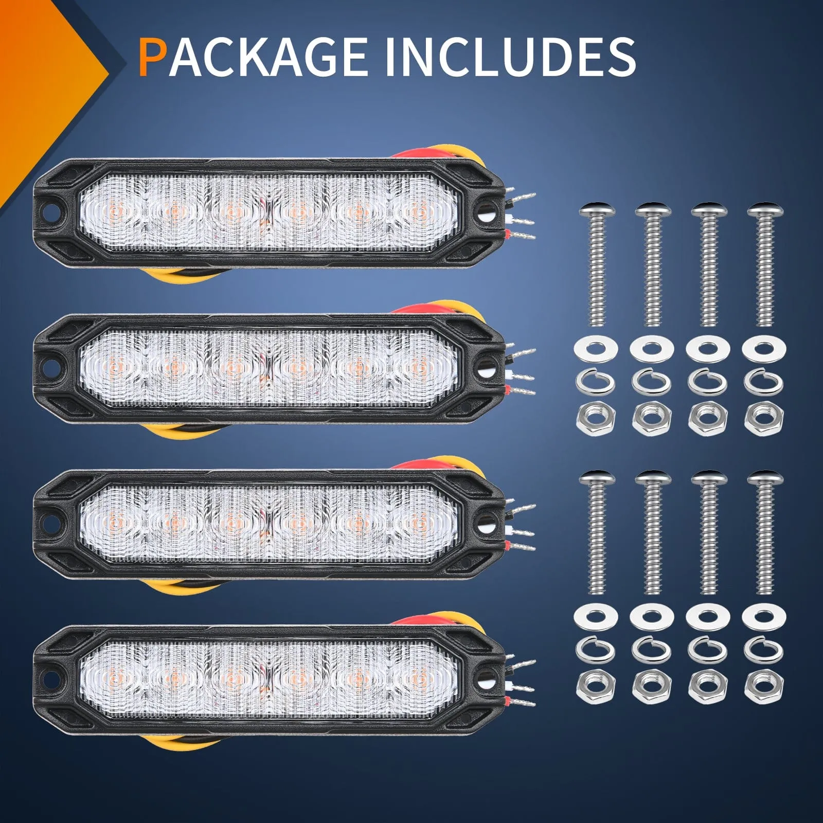 6LED Amber Surface Mount Flashing Emergency Strobe lights 4 PCS
