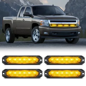 6LED Amber Surface Mount Flashing Emergency Strobe lights 4 PCS
