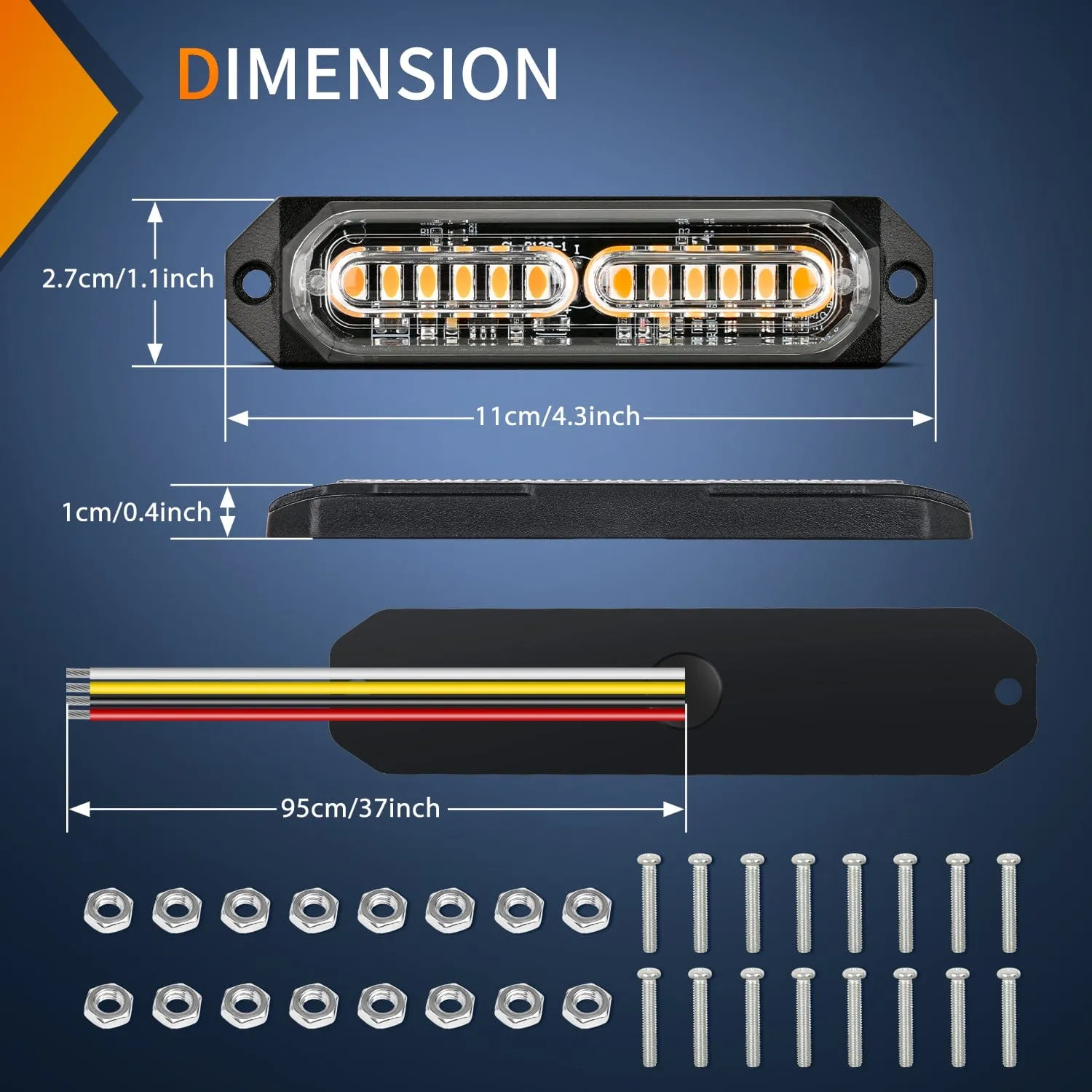 8PCS 12LED Amber Emergency Strobe Lights