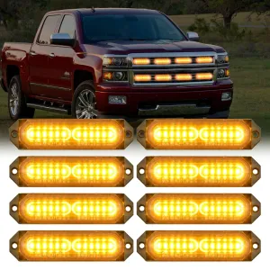 8PCS 12LED Amber Emergency Strobe Lights