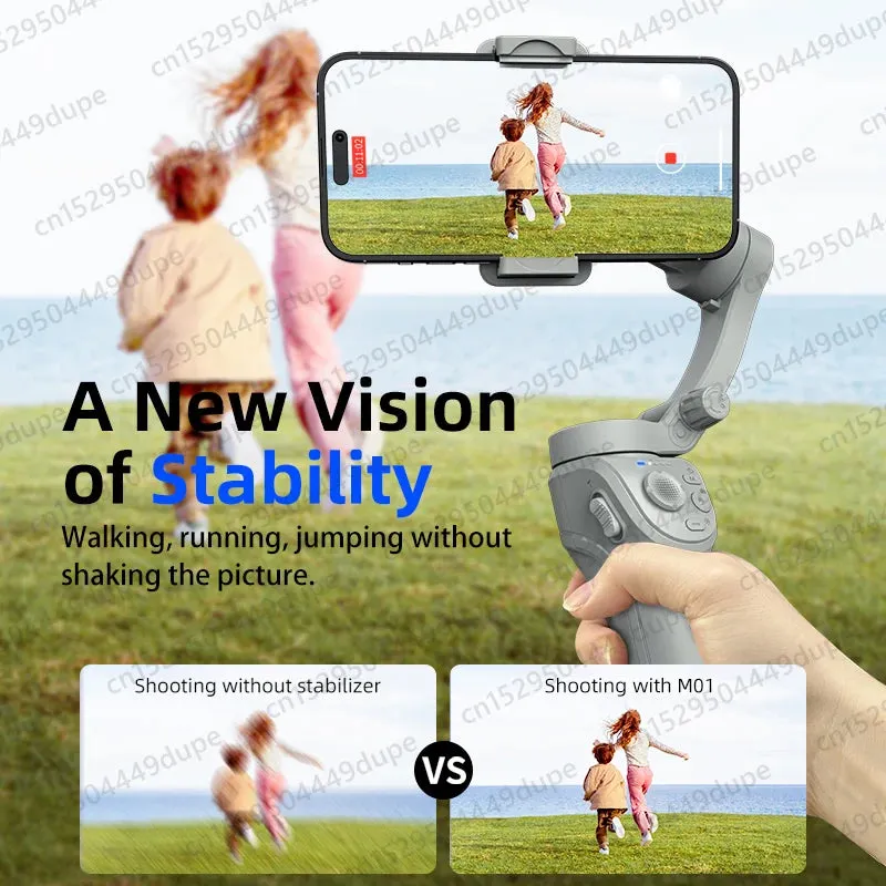 Foldable Gimbal Stabilizer with Fill Light for Smartphone 3-Axis Anti Shake Handheld Tripod for iPhone Android Vlog