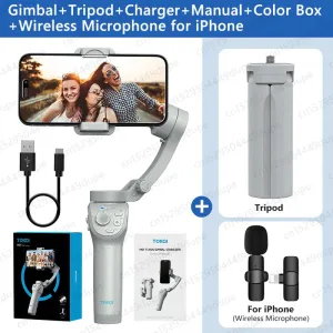 Foldable Gimbal Stabilizer with Fill Light for Smartphone 3-Axis Anti Shake Handheld Tripod for iPhone Android Vlog
