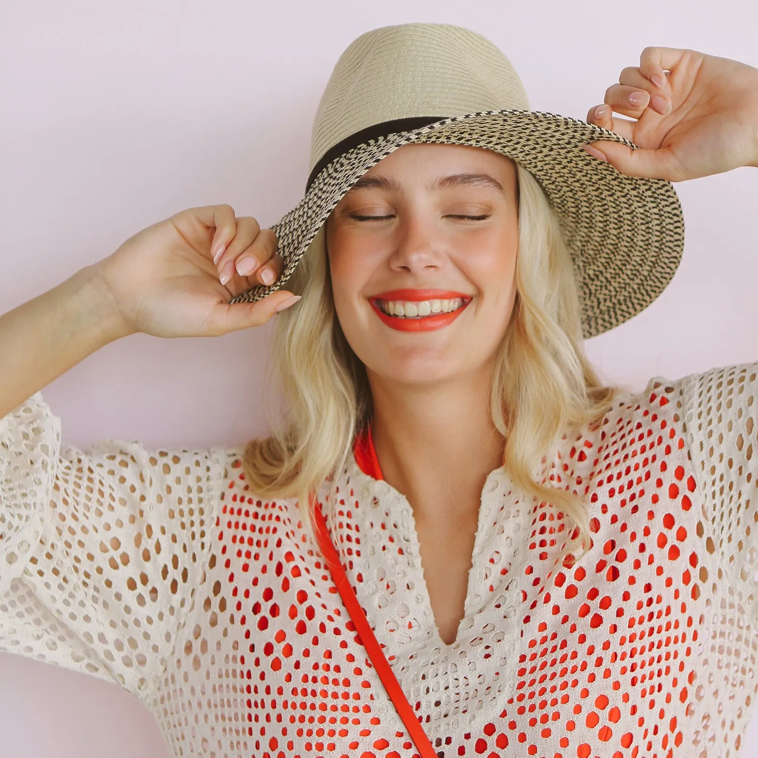 Gemma Fedora Sun Hat Ivory/Black