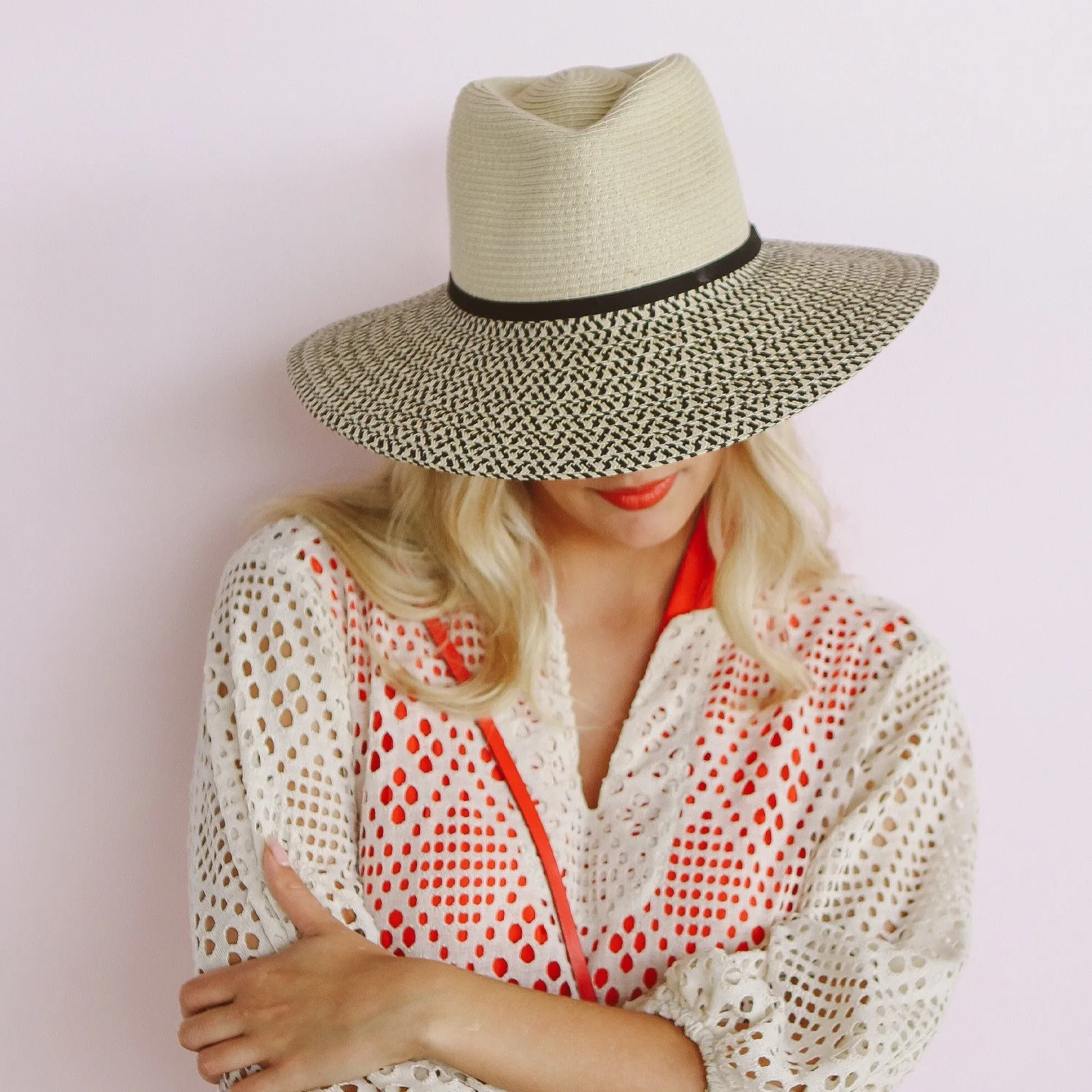 Gemma Fedora Sun Hat Ivory/Black