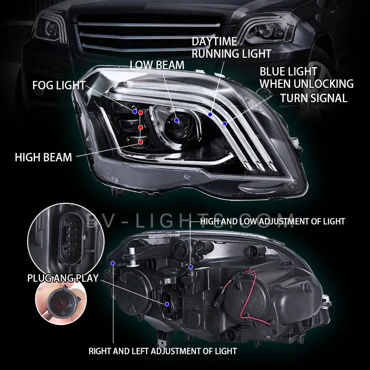 Mercedes-Benz GLK 2008-2012 Modified headlight assembly  Upgrade  LED headlights  led lens Daytime running light