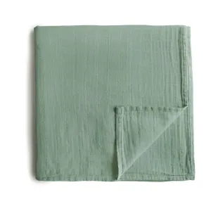 Mushie Organic Cotton Muslin Baby Swaddle - Roman Green