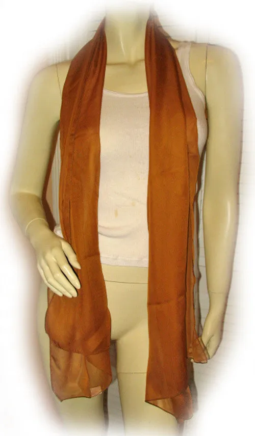 New Vintage Y2K 90s Sheer Scarf Scarves Long Neck Wrap 66in X 20in Brown Preppy