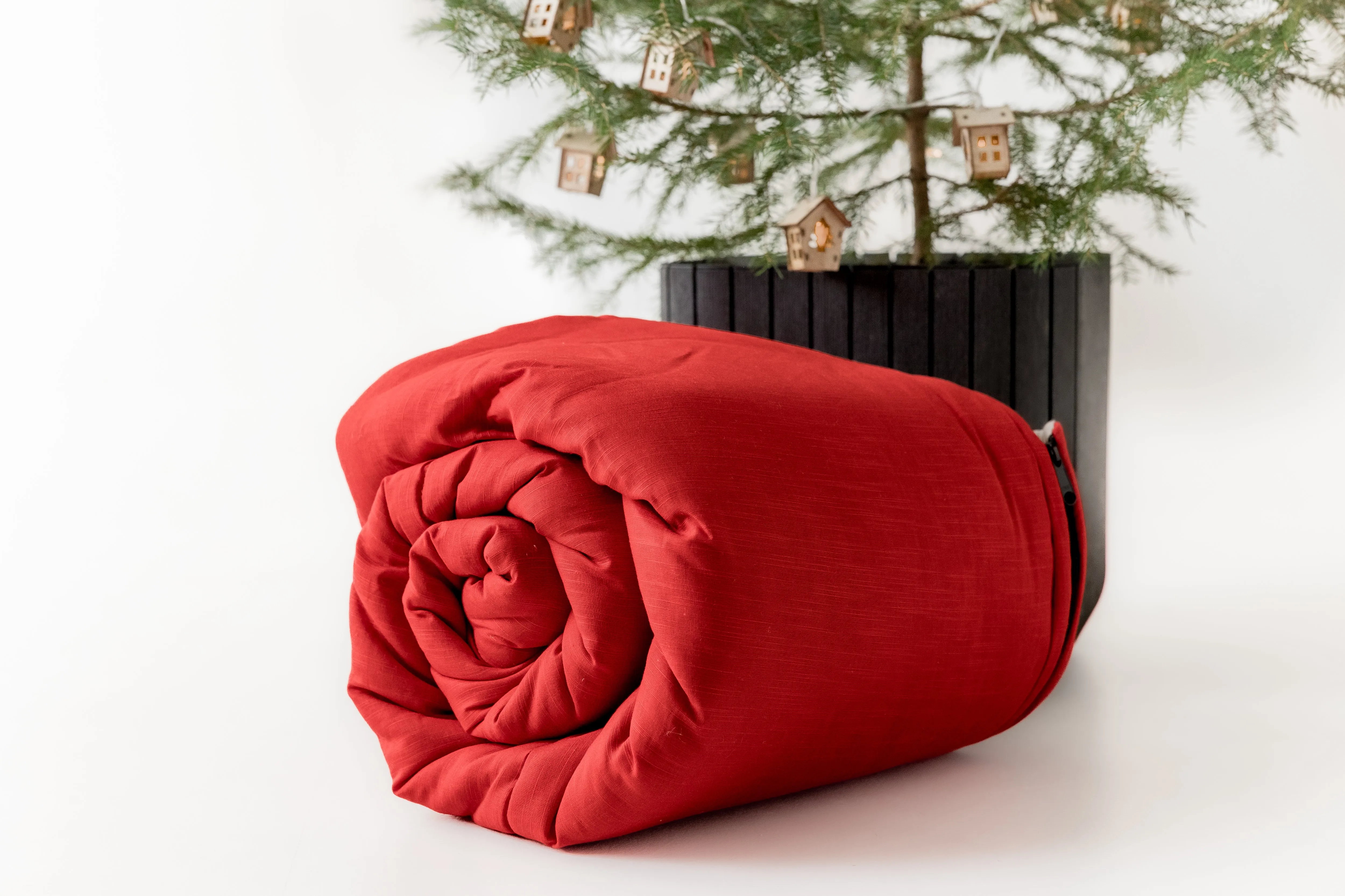 Red Kids natural HEMP Linen Sleeping Bag with Hood School Nap mat for Kids, camping van sleeping bag organic hemp fiber filling