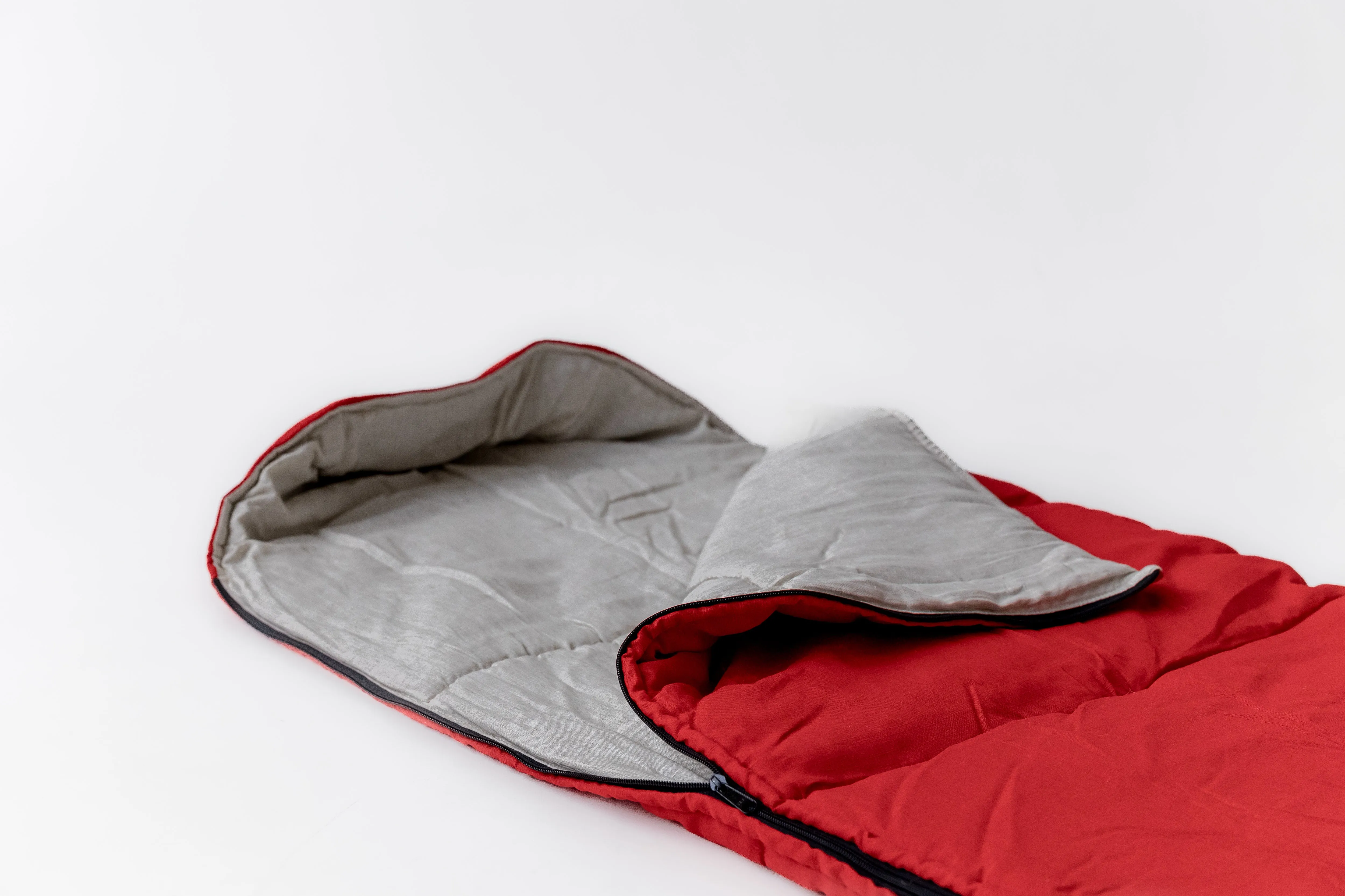 Red Kids natural HEMP Linen Sleeping Bag with Hood School Nap mat for Kids, camping van sleeping bag organic hemp fiber filling