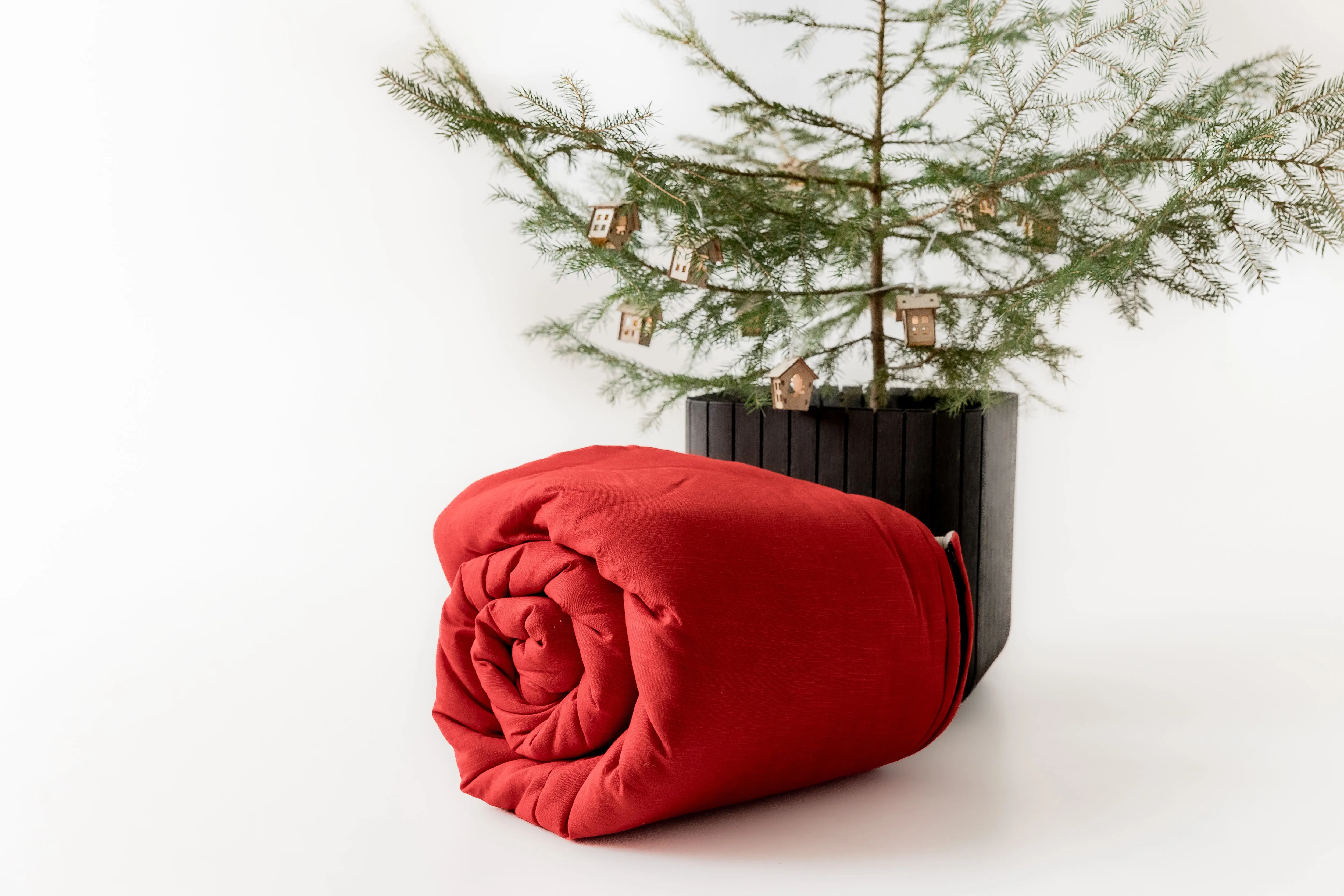 Red Kids natural HEMP Linen Sleeping Bag with Hood School Nap mat for Kids, camping van sleeping bag organic hemp fiber filling