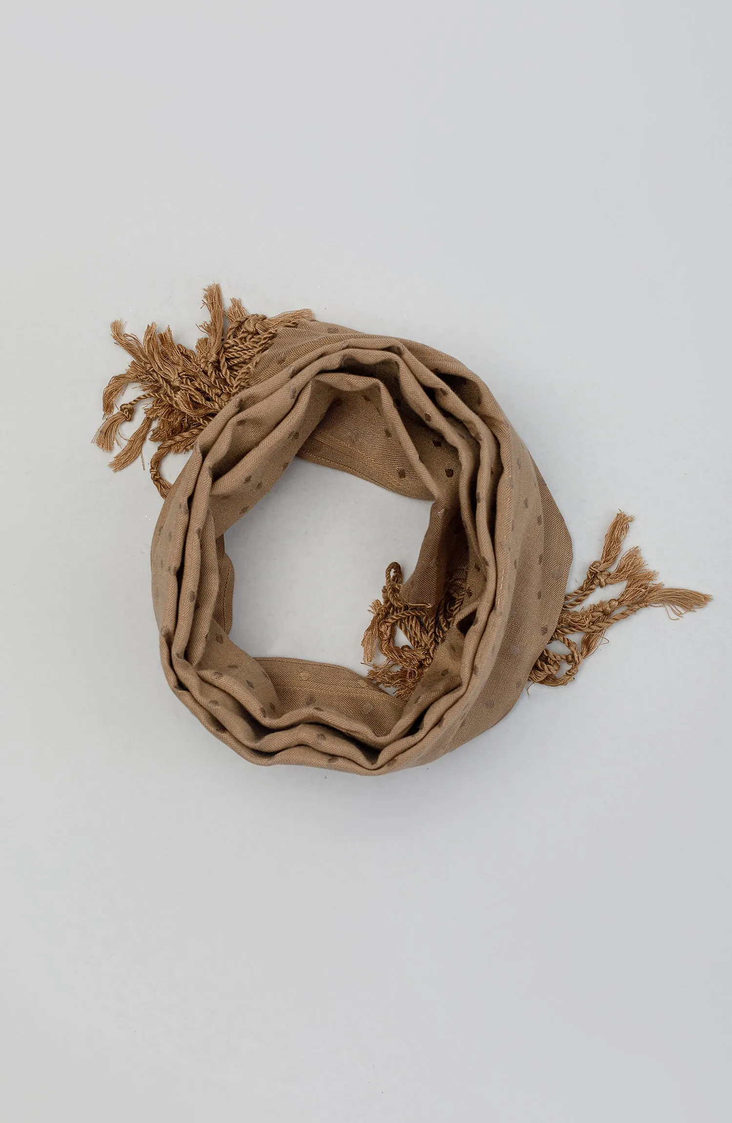Stitched 1 Piece Dyed Cotton Scarf (NA-D-PL-23-031 CREAM)