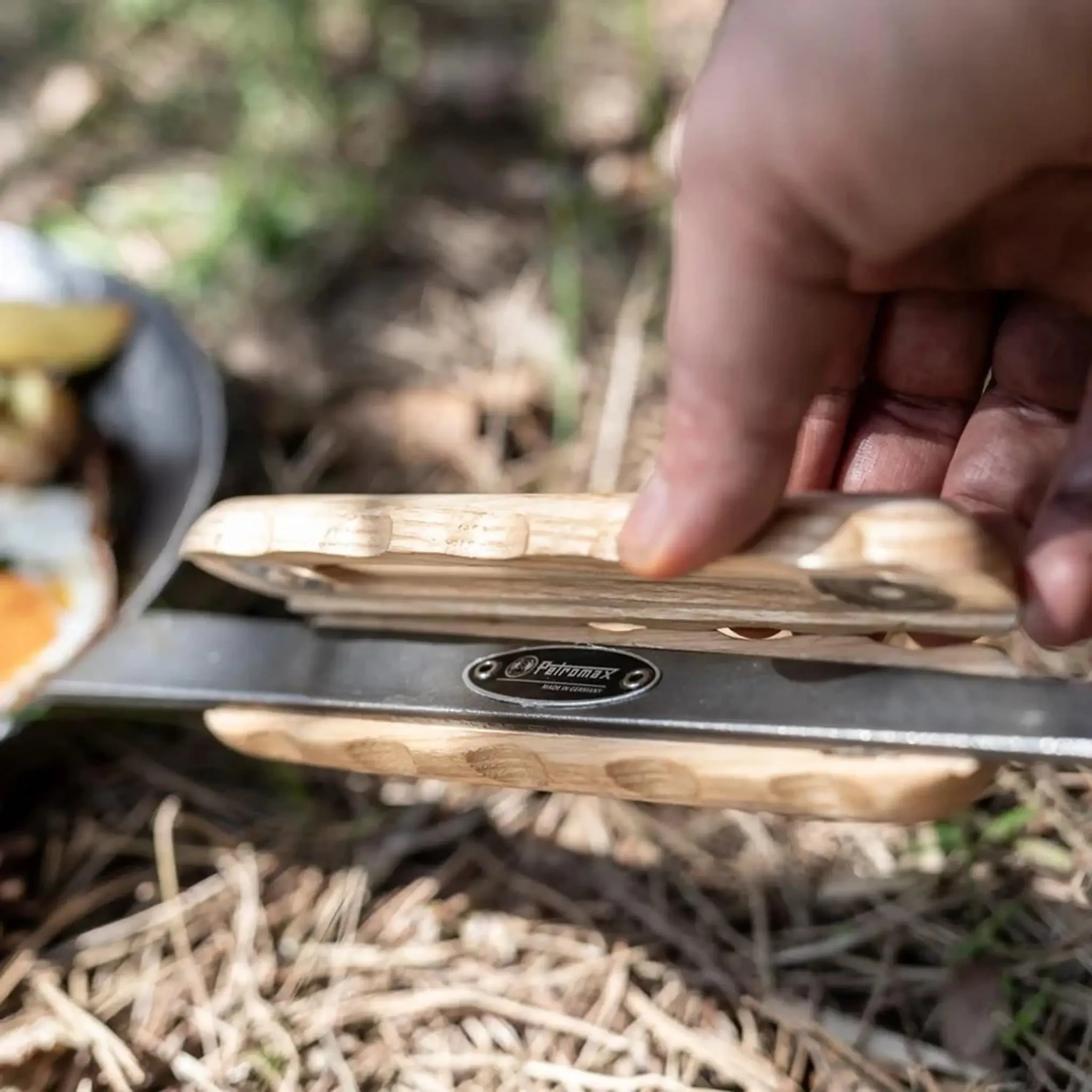 Wooden handle for wrought iron pans